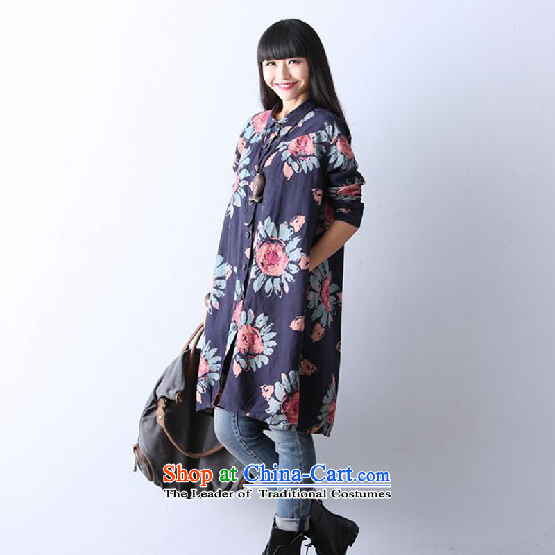 2015 Autumn and Winter Korea MEISUDI version of large numbers of ladies literary and artistic floral loose video thin thick mm in length) Cowboy Cardigan long sleeved shirt suit , L, Mei Su (MEISUDI) , , , shopping on the Internet
