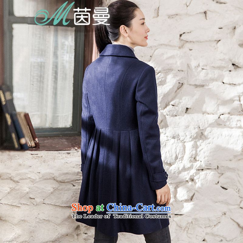 Athena Chu Cayman 2015 autumn and winter new minimalist solid color embroidered Top Loin video thin coat??- 8543210320 (Jacket Deep Blue , L, Athena Chu (INMAN, DIRECTOR) , , , shopping on the Internet