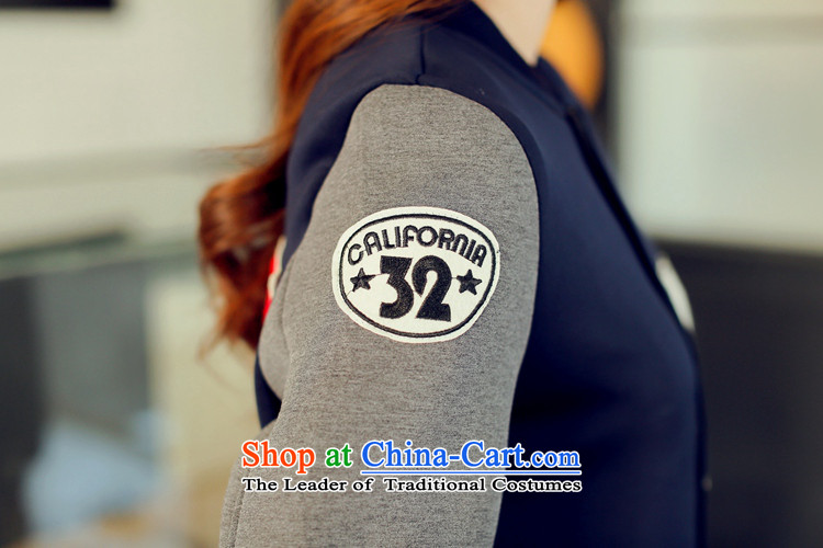 Elizabeth sub-fall new to increase women's cotton jacket is thick MM loose leisure. Long cotton letters posted the space baseball sweater jacket K381 services deep blue 4XL Photo, prices, brand platters! The elections are supplied in the national character of distribution, so action, buy now enjoy more preferential! As soon as possible.