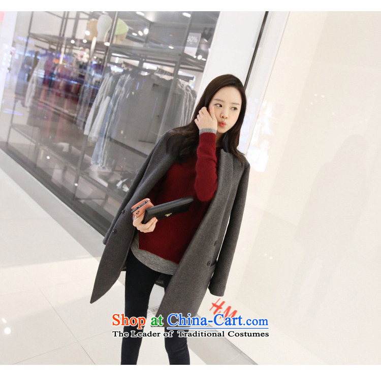 Yi Jin Tysan 2015 Fall/Winter Collections new Korean in Sau San long double-coats female jacket gross? gray M picture, prices, brand platters! The elections are supplied in the national character of distribution, so action, buy now enjoy more preferential! As soon as possible.