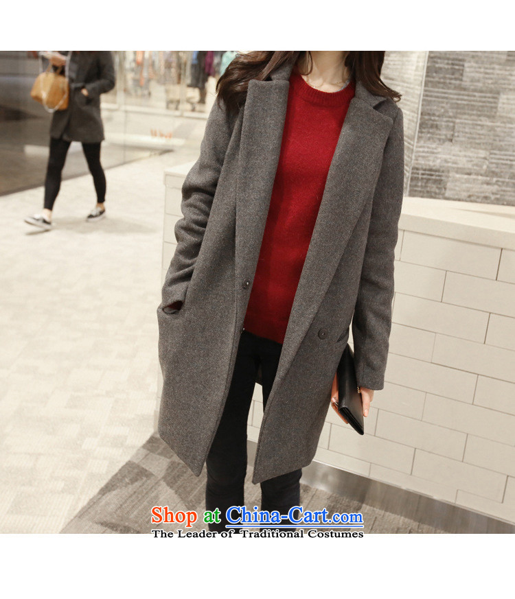 Yi Jin Tysan 2015 Fall/Winter Collections new Korean in Sau San long double-coats female jacket gross? gray M picture, prices, brand platters! The elections are supplied in the national character of distribution, so action, buy now enjoy more preferential! As soon as possible.