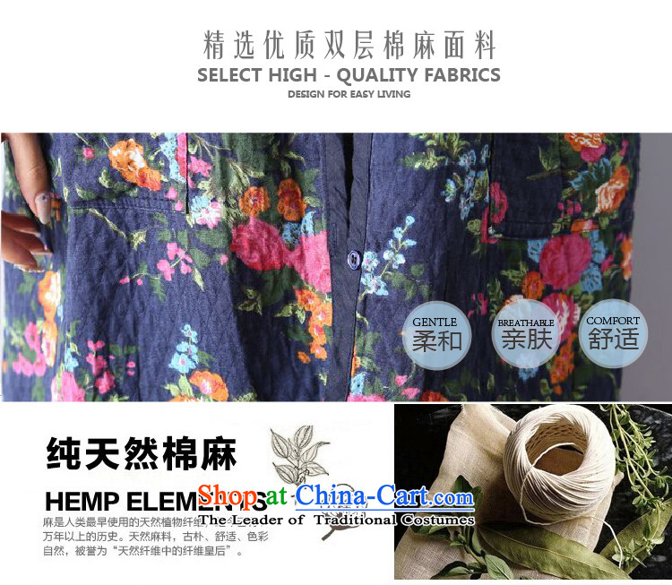 2015 Autumn and Winter Korea MEISUDI version of large numbers of ladies arts van suit in Double layered cotton long cardigan loose video thin wind jacket blue safflower XL Photo, prices, brand platters! The elections are supplied in the national character of distribution, so action, buy now enjoy more preferential! As soon as possible.