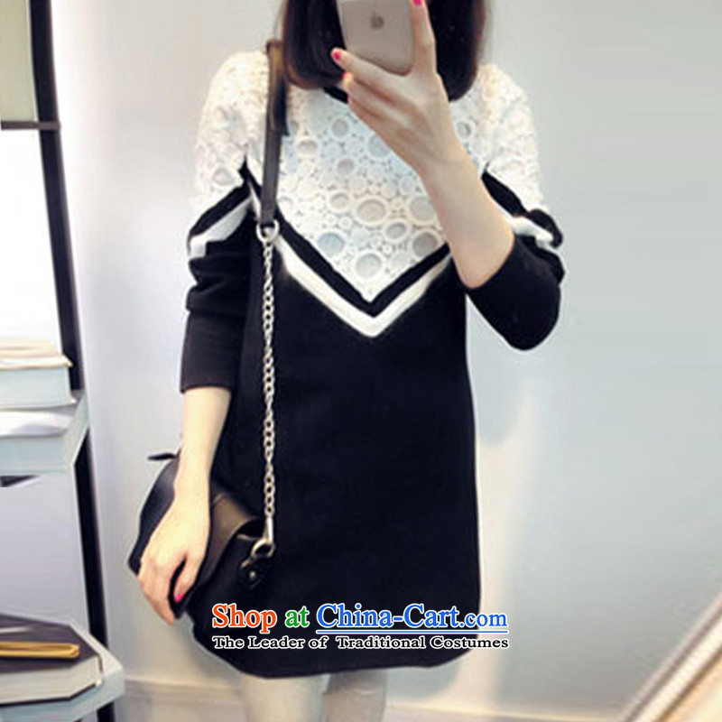O Ya-ting to increase women's code 2015 autumn and winter new thick mm video thin lace stitching thick not forming the lint-free dresses female 9670 Black 3XL recommends that you, O Jacob preworked up-ting (aoyating) , , , shopping on the Internet