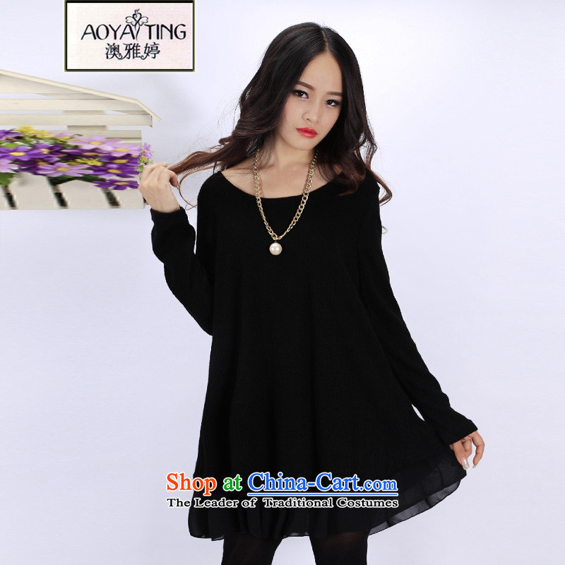 O Ya-ting to increase women's code 2015 autumn and winter thick mm new Korean version, forming the long-sleeved thin dresses . 82 30 black4XL recommends that you 160-180 catty