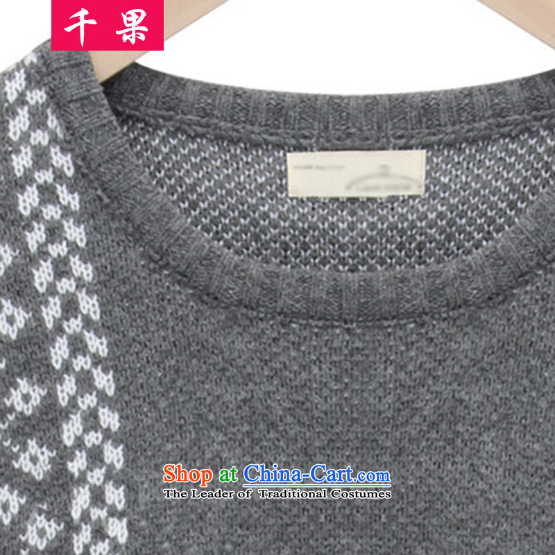 Thousands of fat xl coga female new 2015 Korean woolen pullover loose clothes in the autumn of thick mm long thick video thin gray 5XL, Knitted Shirt 5233 Gigabit fruit (QIANGUO) , , , shopping on the Internet