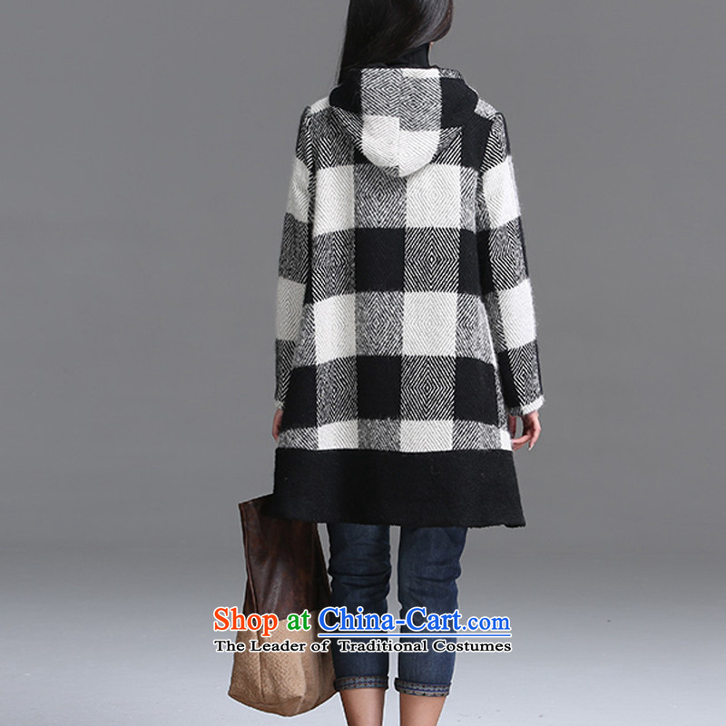 2015 Autumn and Winter Korea MEISUDI version of large numbers of ladies arts in a compartment fan long a wool coat loose video thin hair? checkered XXL, JACKET MISO (MEISUDI) , , , shopping on the Internet