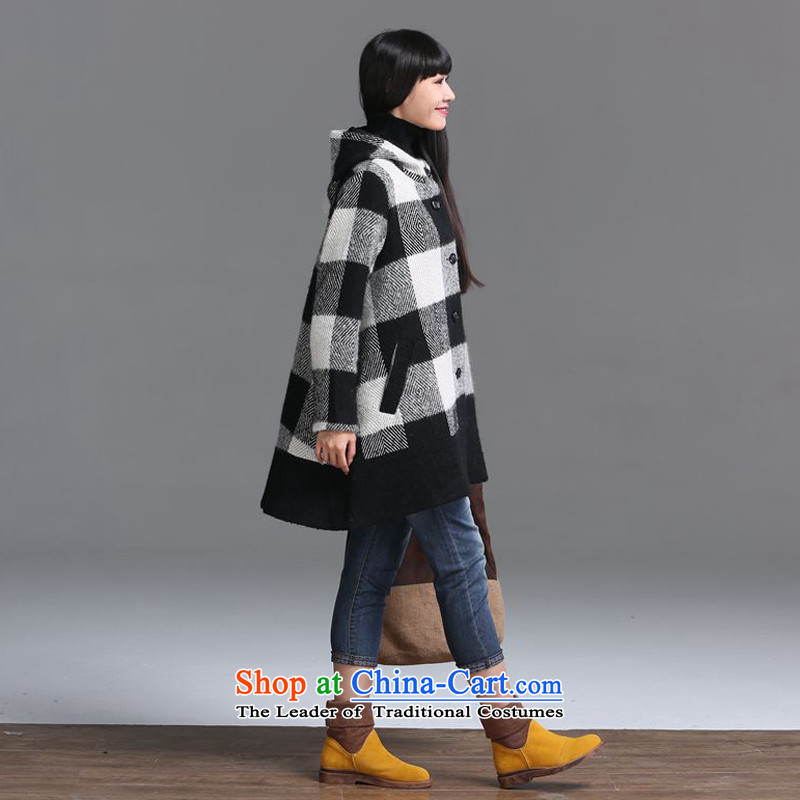 2015 Autumn and Winter Korea MEISUDI version of large numbers of ladies arts in a compartment fan long a wool coat loose video thin hair? checkered XXL, JACKET MISO (MEISUDI) , , , shopping on the Internet