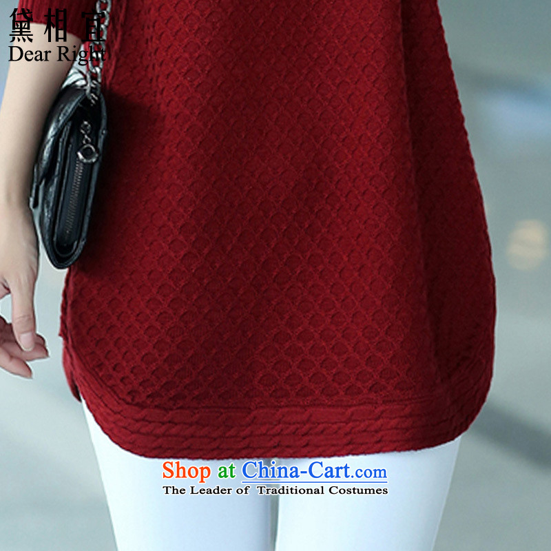 Doi affordable 2015 autumn and winter new 200 catties to increase the number of thick sister mm Sleek and versatile graphics thin, forming the knitwear sweater 3XL( wine red t-shirt recommendations 170-200), ideal for daisy (catty dearright) , , , shopping on the Internet