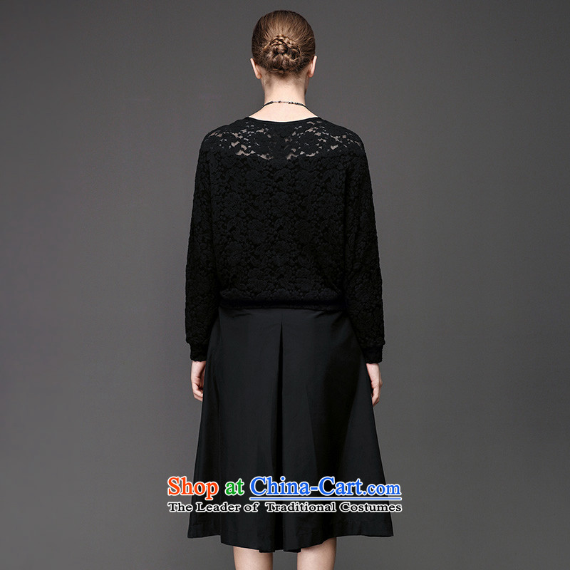 Black Small Migdal pre-sale code women 2015 winter clothing new stylish mm thick bat sleeves lace stitching T-shirt 961365252 female black 4XL, pre-sale in the former Yugoslavia Mak , , , shopping on the Internet