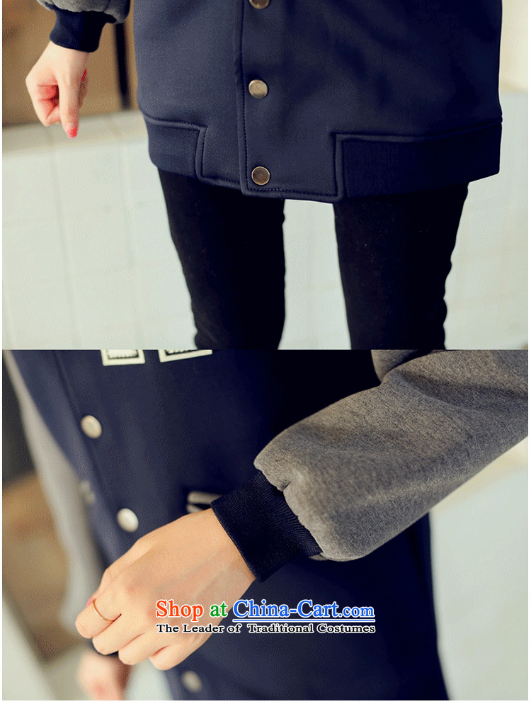 Xiang Jiang 2015 Korean version of large numbers of ladies Fall/Winter Collections baseball uniform female jacket thick mm loose video thin coat in the sister of thick cardigan 381 dark blue XXXXL picture, prices, brand platters! The elections are supplied in the national character of distribution, so action, buy now enjoy more preferential! As soon as possible.