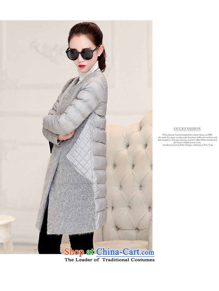 Leong for coats jacket women gross? 2015 autumn and winter new stylish girl in Europe and the temperament of coat is long jacket Sau San Tiao thin coat of video-gray stitching stingrays lint-free pictures, prices, L brand platters! The elections are supplied in the national character of distribution, so action, buy now enjoy more preferential! As soon as possible.