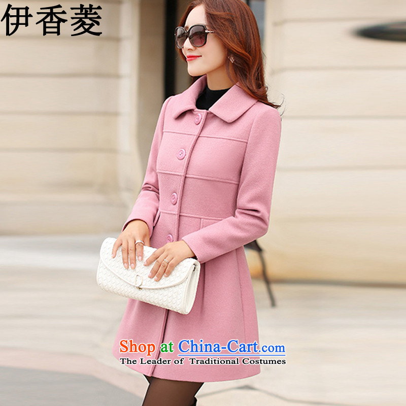 Ikago Ling 2015 autumn and winter new Korean Sau San video thin stylish wild in the long coats female Y8093 gross? Pierre pink M IKAGO Ling , , , shopping on the Internet