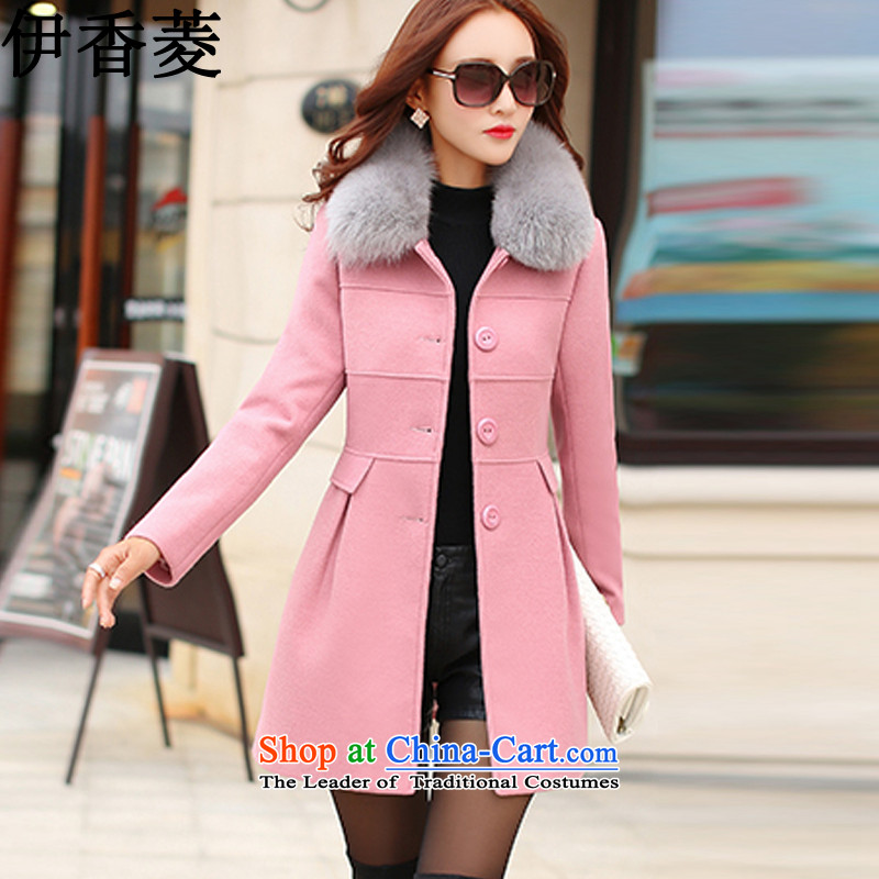 Ikago Ling 2015 autumn and winter new Korean Sau San video thin stylish wild in the long coats female Y8093 gross? Pierre pink M IKAGO Ling , , , shopping on the Internet