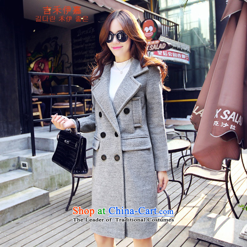Gil Wo Ika 2015 autumn and winter new Korean fashion wool coat?? jacket women gross light grayM
