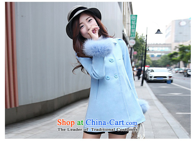 Gil Wo Ika 2015 winter video thin Korean new products for winter gross cloak a wool coat wool coat fox gross flows?? coats female light blue S picture, prices, brand platters! The elections are supplied in the national character of distribution, so action, buy now enjoy more preferential! As soon as possible.