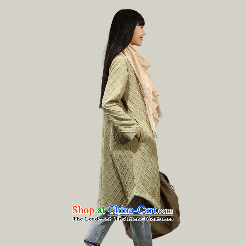 2015 Autumn and Winter Korea MEISUDI version of large numbers of women in the long loose video art thin snap-huan pressure temperament cardigan jacket green XL, Mei Su (MEISUDI) , , , shopping on the Internet