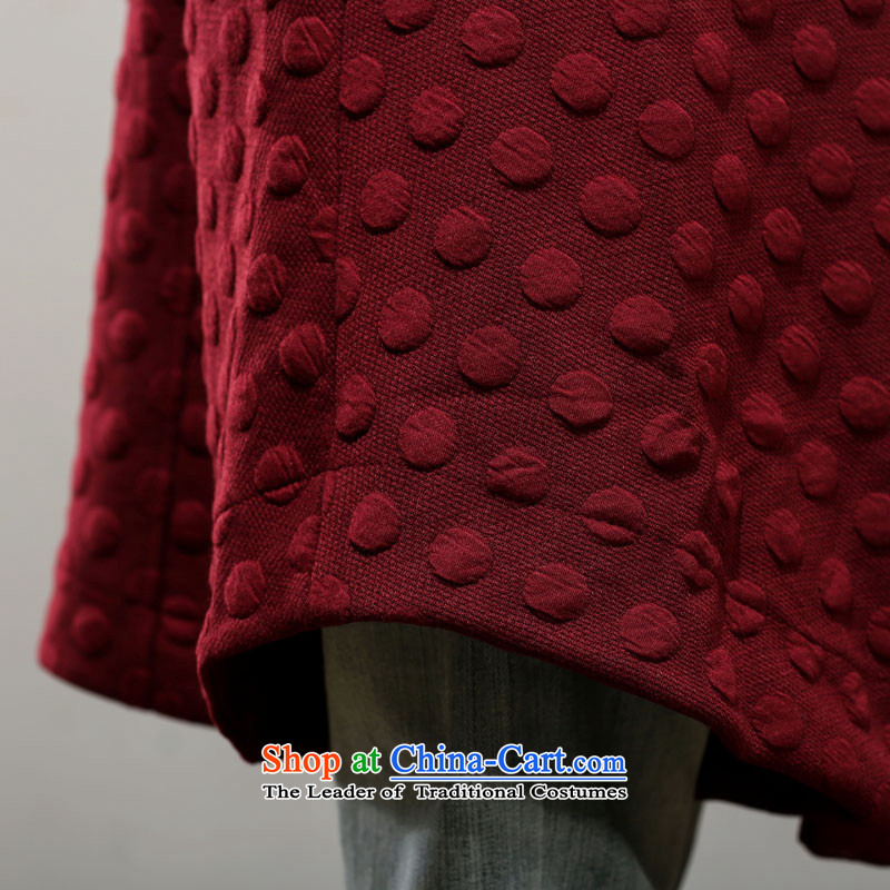 2015 Autumn and Winter Korea MEISUDI version of large numbers of ladies pressure dot disc is long loose video thin cardigan literary and artistic temperament wild jacket , dark red MISO (MEISUDI) , , , shopping on the Internet