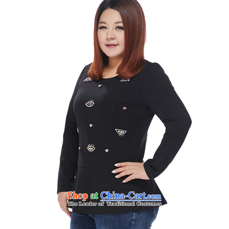 Msshe xl women 2015 new winter clothing nail pearl thick MM video slender skirt Shirt   10841 Black 4XL, Susan Carroll, the poetry Yee (MSSHE),,, shopping on the Internet