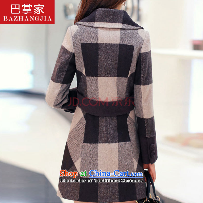 The Autumn 2015 a slap new Korean girl who decorated stylish large grid coats gross?? sub-coats jacket coffee-colored patterned palm M home shopping on the Internet has been pressed.