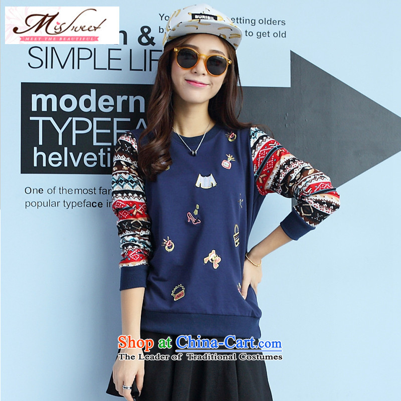 The litany of m to xl female autumn blouses 200 catties thick sister sweater loose video forming the thin blue embroidery XL_135 shirt to 145_