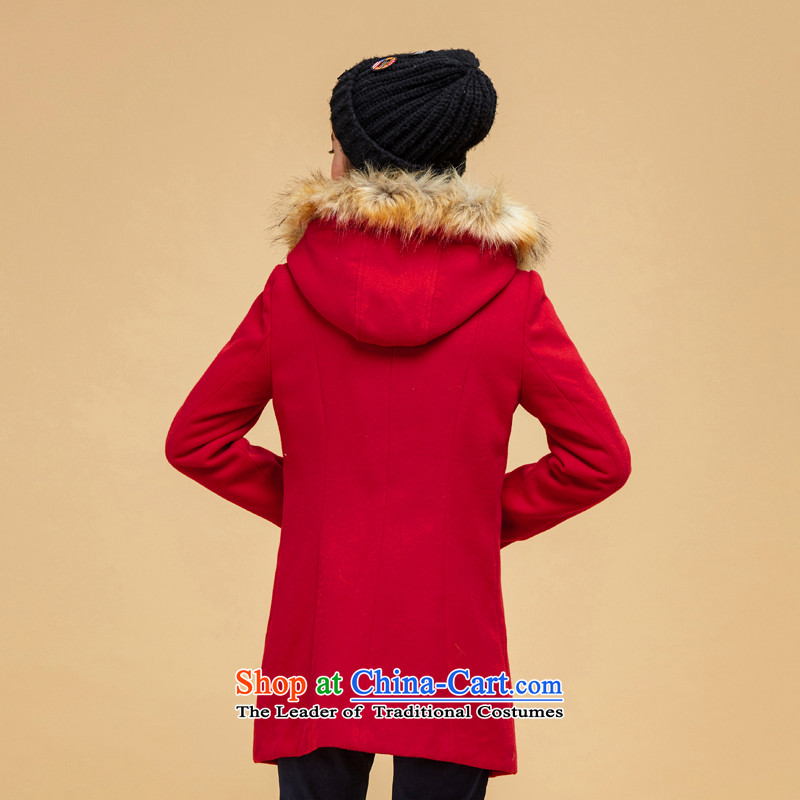 Sum horsehair jackets for winter 2015 new president for pure color in the gross long straight leg a wool coat Korean Chinese red (BLAC) examined 6 601 M (semir sum) , , , shopping on the Internet
