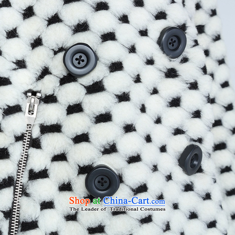 The DAZZLE of 15 counters to black and white in the Argyle wool long without collars 251G211 coats the white 155XS,DAZZLE,,, shopping on the Internet