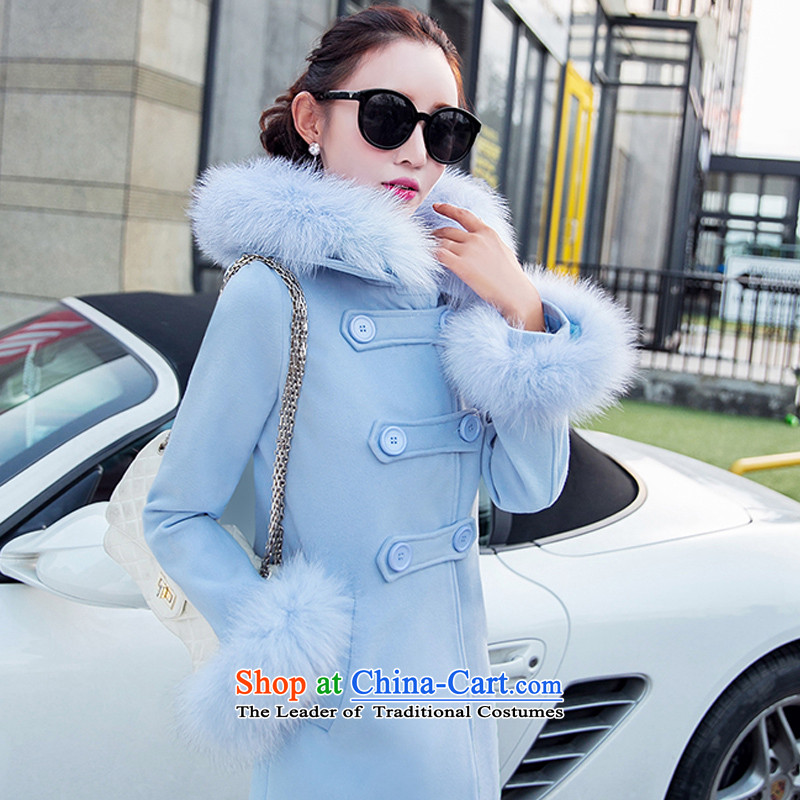 Grapos2015 autumn and winter in new long-Nagymaros for small-wind jacket is a gross overcoat, blue M,GRAPOS,,, DY017 female shopping on the Internet