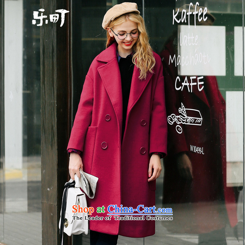 Lok-machi 2015 Autumn new gross jacket in long? The Fleece Jacket coat for a fall and winter clothes for Crimson RedS_155 female