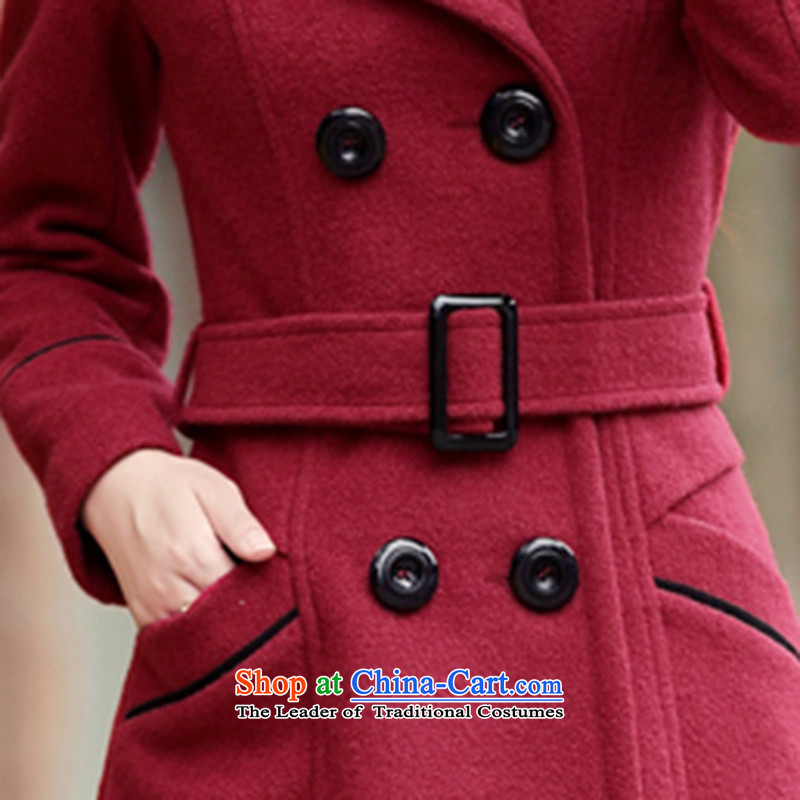 Cachon 2015 autumn and winter new Korean women in long hair? jacket female suits for large wine red M Card Joan (KAQIONG) , , , shopping on the Internet