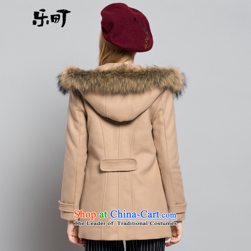 Lok-machi 2015 Autumn new gross coats in female long?)? sub-jacket with cap shirt autumn and winter female warm clothes and music-machi.... S/155, color shopping on the Internet