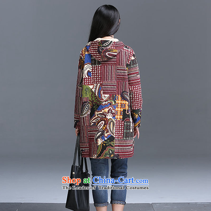 2015 Autumn and Winter Korea MEISUDI version of large numbers of ladies arts van suit thick shirt that long cap loose video thin red jacket XXL, CARDIGAN MISO (MEISUDI) , , , shopping on the Internet