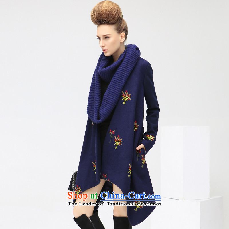 The autumn 2015 new COCOBELLA embroidery cloak shawl, a wool coat women's gross CT365 possession blue jacket? L,COCOBELLA,,, shopping on the Internet