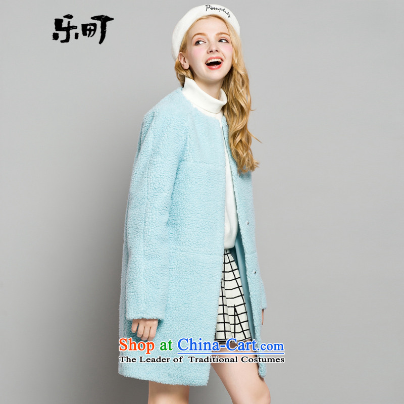 Lok-machi 2015 Autumn new gross jacket in long?)? Sub Lamb Wool Velvet cloak autumn and winter small wind jacket blue M/160, Heung-Lok-machi , , , shopping on the Internet