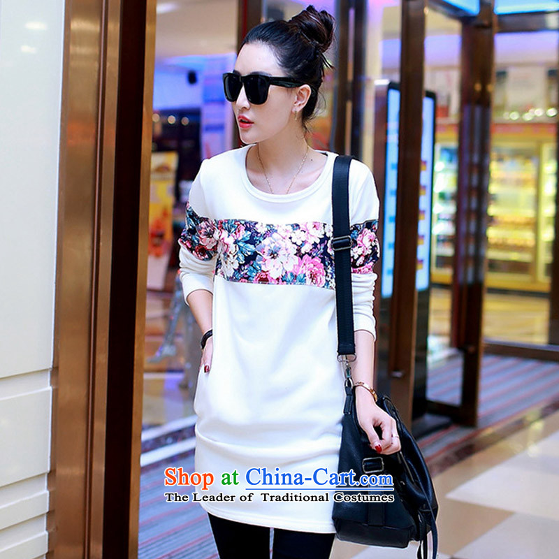 2015 Autumn and winter Zz&ff new Korean version plus video in thin long lint-free, forming the Netherlands female long-sleeved T-shirt and Ladies bags dresses  0204 White XXXXL,ZZ&FF,,, shopping on the Internet