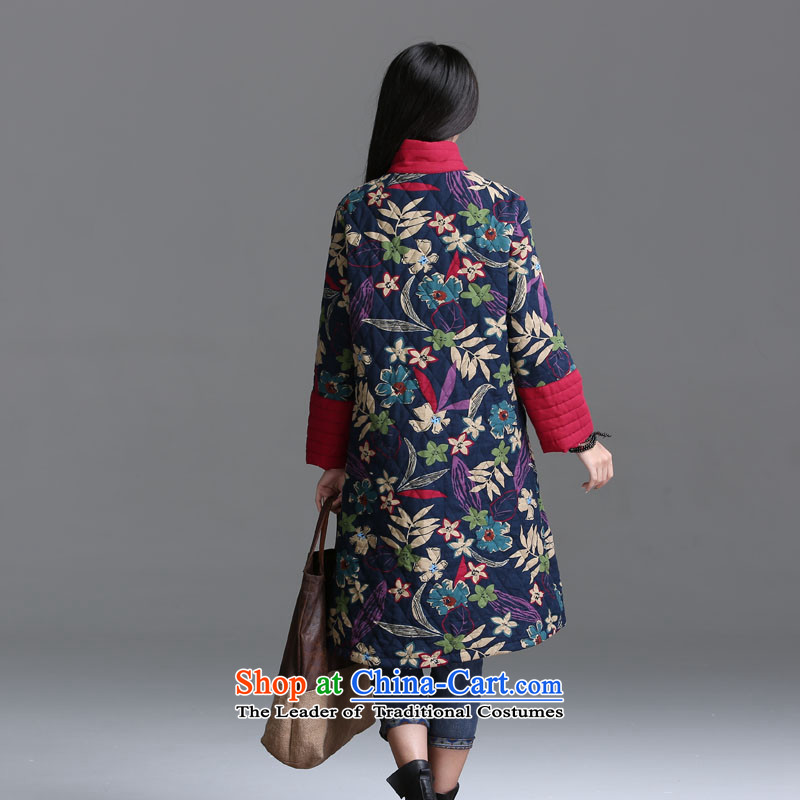 2015 Autumn and Winter Korea MEISUDI version of large numbers of ethnic women's Mock-neck tray clip in cotton-thick long literary and artistic floral loose video thin coat leaves XXL, Mei Su (MEISUDI) , , , shopping on the Internet