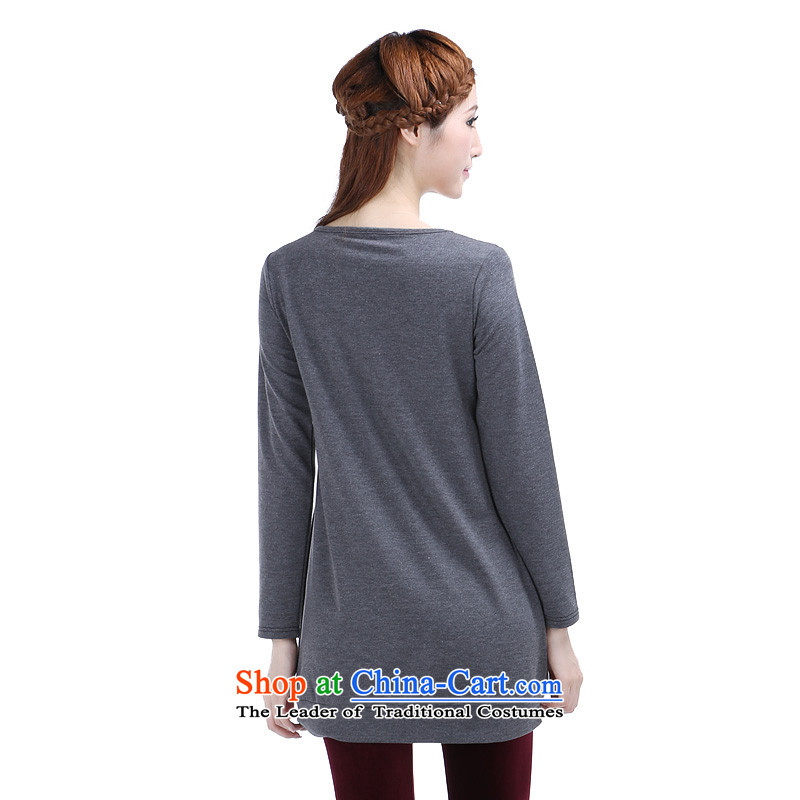 The latte macchiato, Shani to increase women's code load autumn 2015 relaxd cartoon stamp long-sleeved T-shirt 6359 gray 6XL, shani flower sogni (D'oro) , , , shopping on the Internet