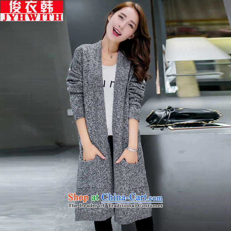 Mr James TIEN Yi Won xl women fall thick mm thin thick sister autumn graphics jacket with large numbers of children and women in 200 catties jacket long long-sleeved Knitted Shirt female black and gray?5XL 180 to 200 catties can penetrate