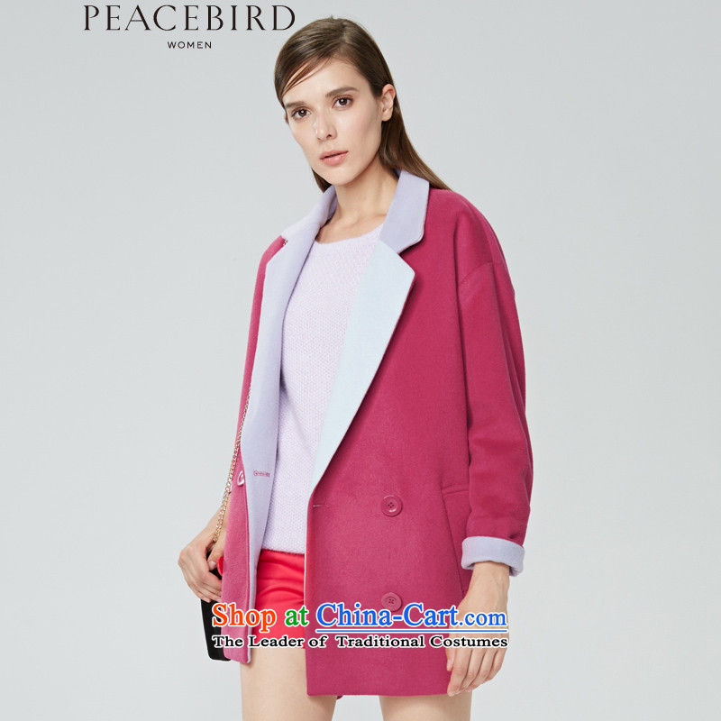 Women Peacebird 2015 winter clothing new products _CIS_ color coats A3AA44245 spell? The Red?M