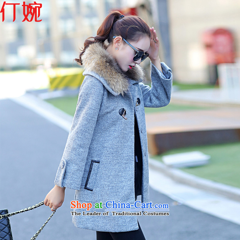 Ding Yuen 2015 winter for women on the new arrangement for new coats of female Korean jacket in Sau San Mao? long hair? 7203 female Gray L, coats Lingding Yuen (wan) , , , ding shopping on the Internet