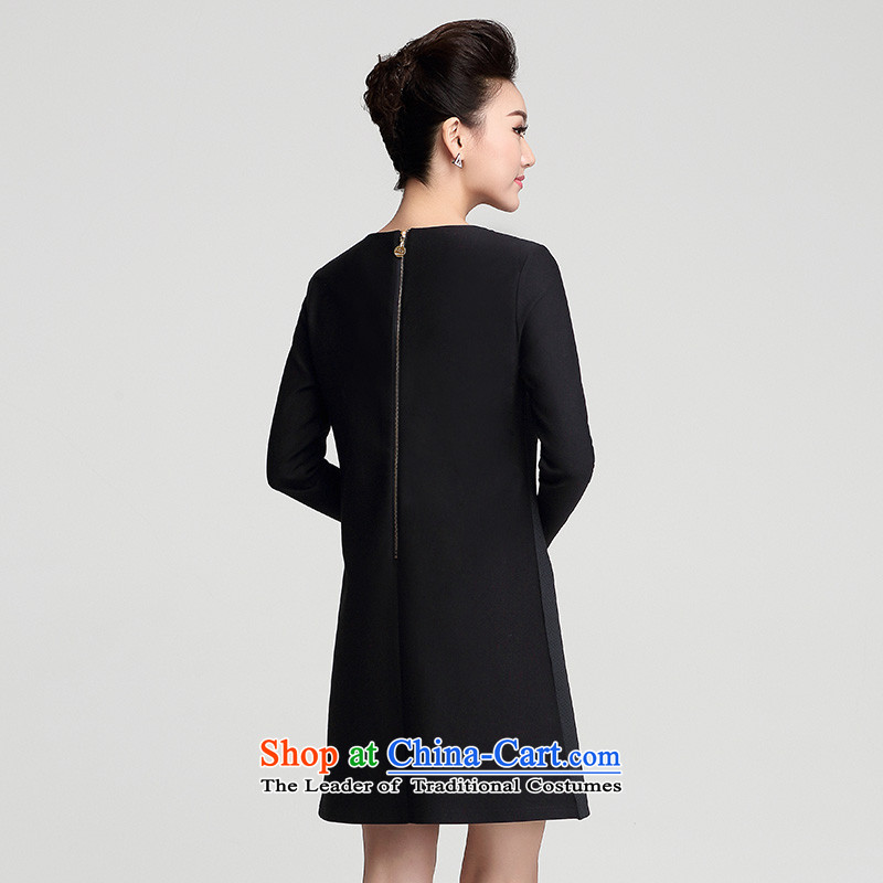 The former Yugoslavia Migdal Code women 2015 winter clothing new MM thick solid color stitching minimalist long-sleeved dresses 954101514 2XL, Black Small Mak , , , shopping on the Internet
