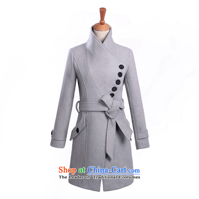 Yi with grass 2015 Korean a wool coat girl child?? coats female gross jacket in long hair? female winter coats on new 581 gray XL, Yi and grass (yiyucao) , , , shopping on the Internet