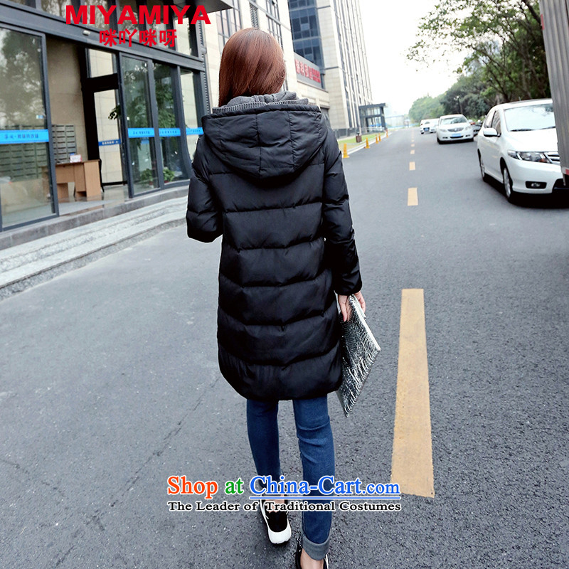 The Korean version of large numbers MIYAMIYA in long coats female autumn and winter Fashion Cap large female to intensify DOWNCOAT 5XL, black meter conventions it (MIYAMIYA) , , , shopping on the Internet