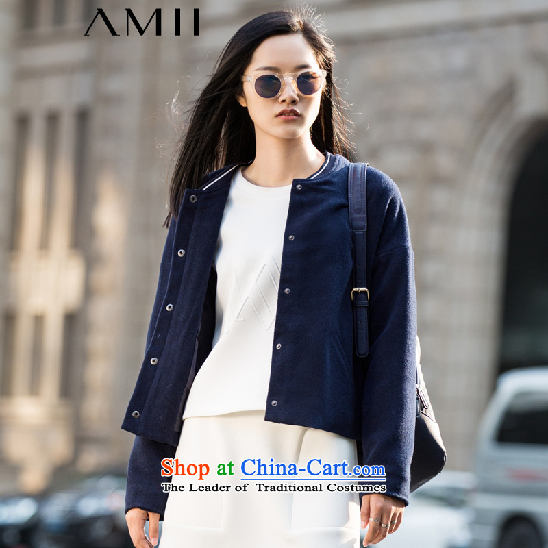 Amii- minimalist -2015 new product Codes for stitching baseball? jacket 11571838 gross Raven Blue?M