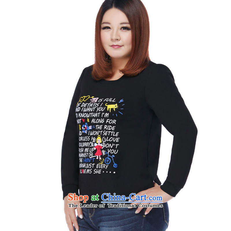 To increase the number msshe women 2015 new winter clothing thick MM black letters cartoon stamp sweater 10496 Black 3XL, Susan Carroll, the poetry Yee (MSSHE),,, shopping on the Internet