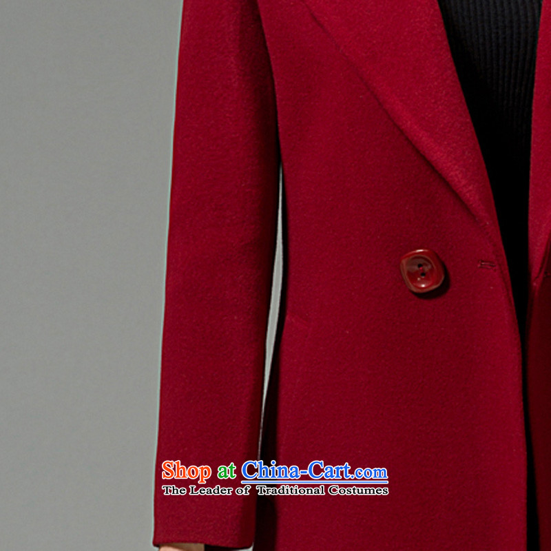 Red Winter 2015 are new woolen coat Korean women in long suit for gross flows of jacket is     Wine red M red are , , , shopping on the Internet
