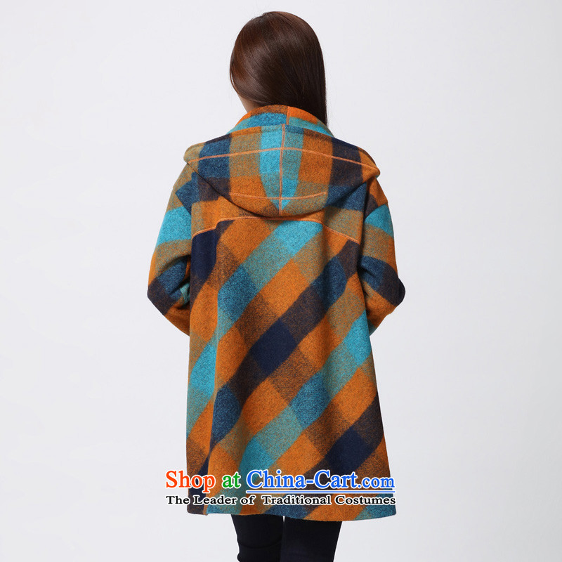 The representative of the water thick mm2015 larger female woolen coats winter coats a female cashmere overcoat, blue, orange , L S15DM5634 water by (SHUIMIAO) , , , shopping on the Internet
