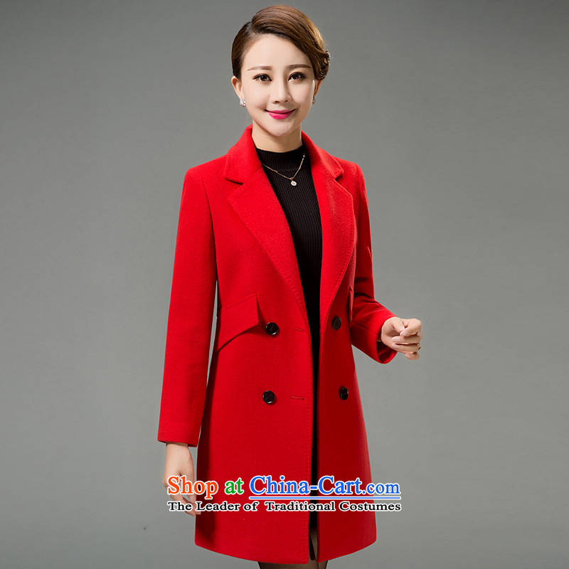 All older style red double-woolen coat female wool coat in the winter of 2015 New red cloak cashmere ,L,red are , , , shopping on the Internet