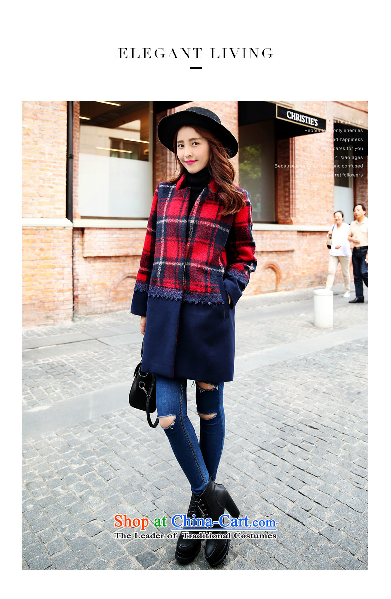Park woke up to 2015 winter clothing new Korean straight sleek collar in long grid? female red jacket gross S picture, prices, brand platters! The elections are supplied in the national character of distribution, so action, buy now enjoy more preferential! As soon as possible.