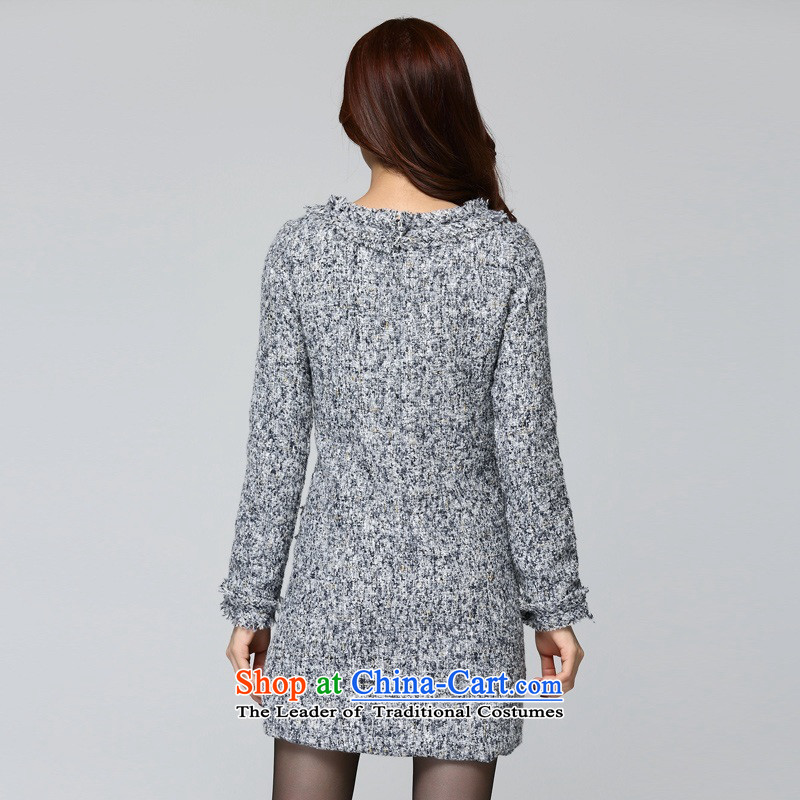 2015 new coarse wool terylene sub dresses round-neck collar long-sleeved autumn and winter skirt to XL OL commuter video thin, forming the basis of Sau San Fat Mei package and skirt gray skirt around 140-155 XXL, land is of Yi , , , shopping on the Intern