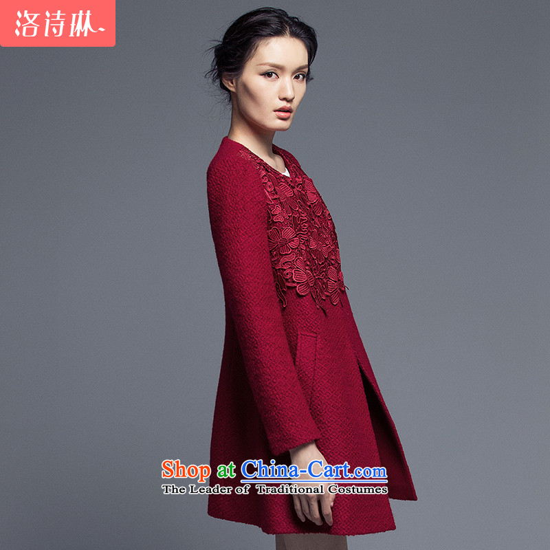 The poem Lin 2015 LUXLEAD winter clothing new products round-neck collar long-sleeved lace elegant graphics in the medium to long term, thin hair? coats of poems XXL, wine red-rim (LUXLEAD) , , , shopping on the Internet